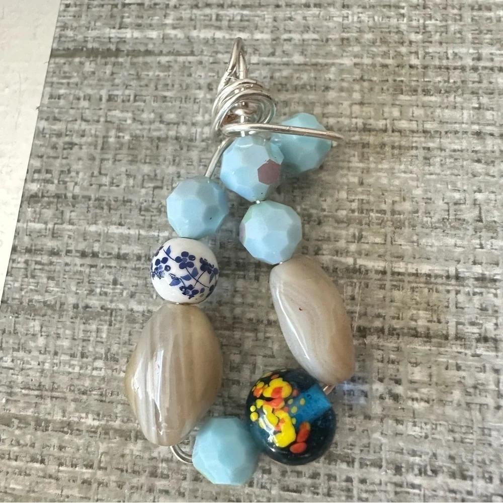 Collage Beaded Pendant Assemblage Art OOAK Elegant Multicolor Necklace 1600Y